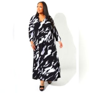 ABSTRACT PRINT JERSEY MAXI DRESS